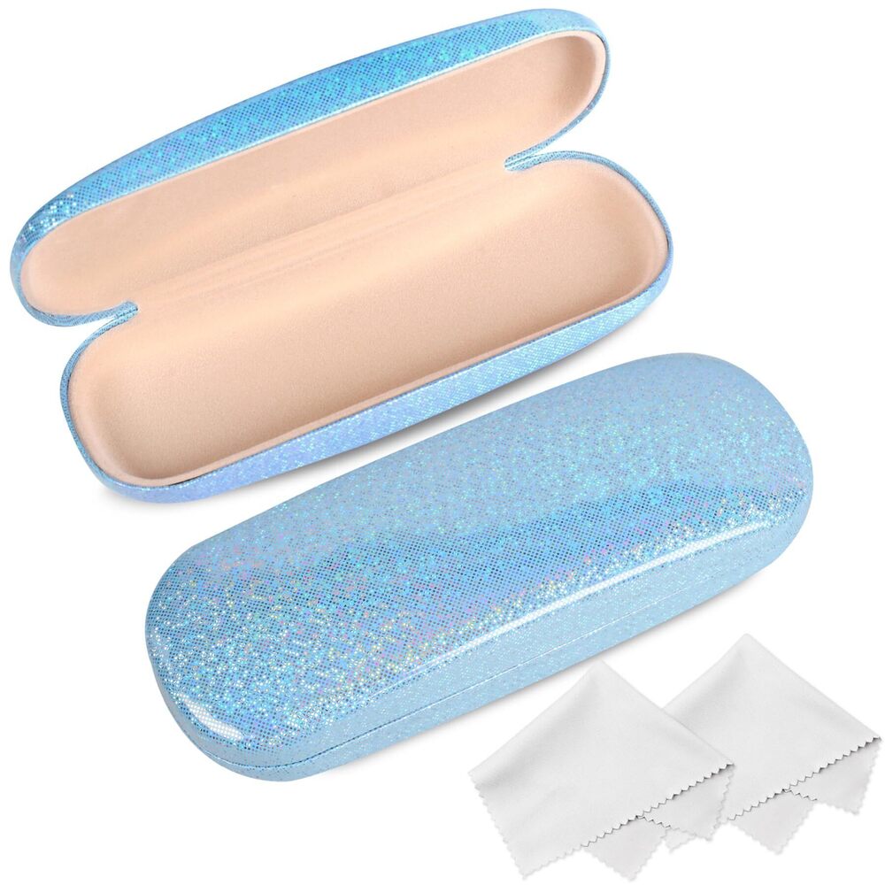2295 Glasses Case, 2 Pack Eyeglass Case with Cleaning Cloth, Sparkling